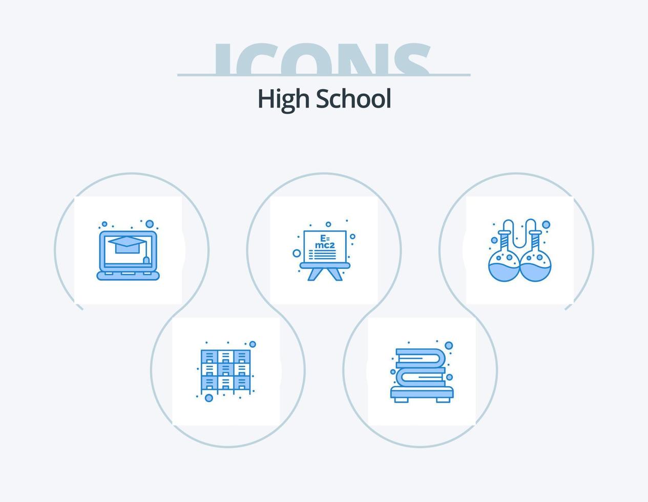 hög skola blå ikon packa 5 ikon design. . labb. utbildning. flaska. utbildning vektor