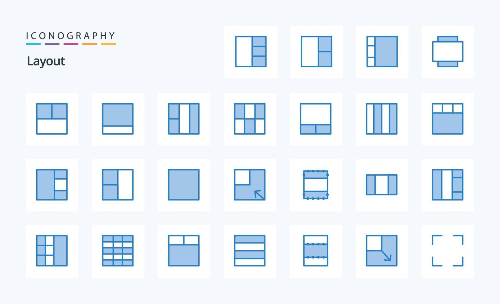 25 layout blå ikon packa vektor