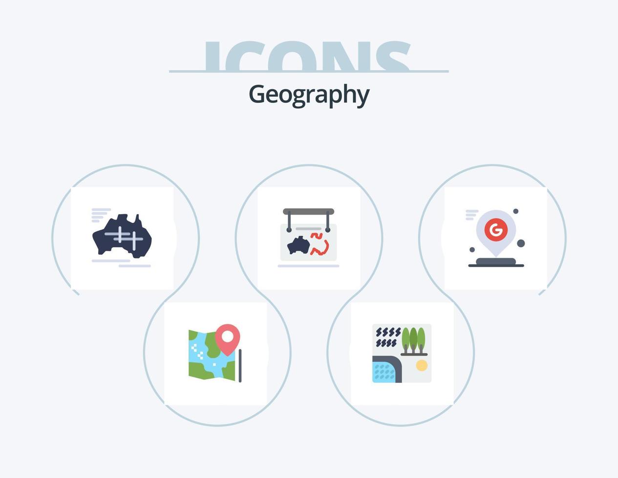 geo grafisk platt ikon packa 5 ikon design. plats. ram. flod. semester. Land vektor