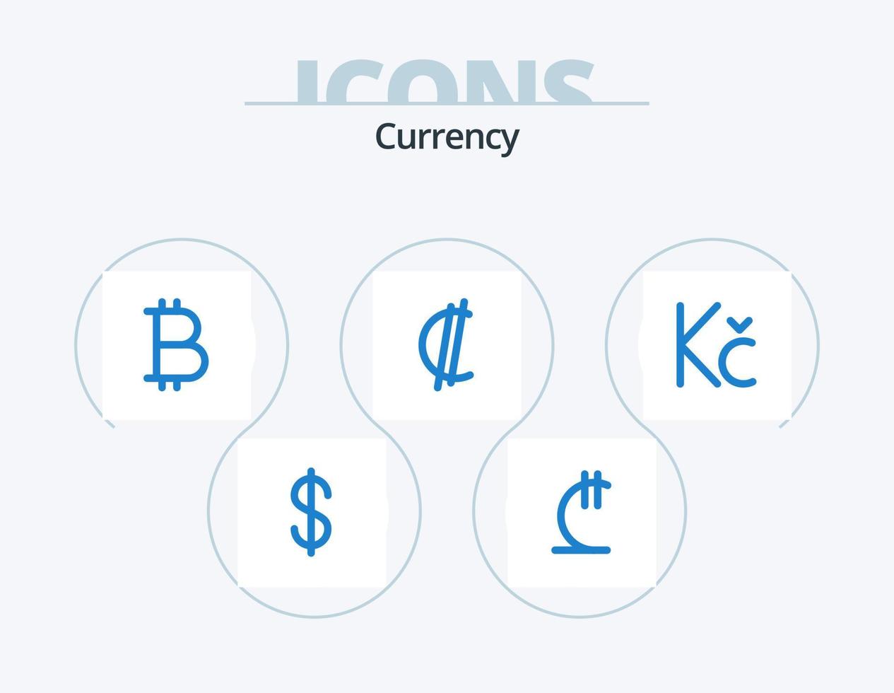 valuta blå ikon packa 5 ikon design. . mynt. btc. koruna. valuta vektor