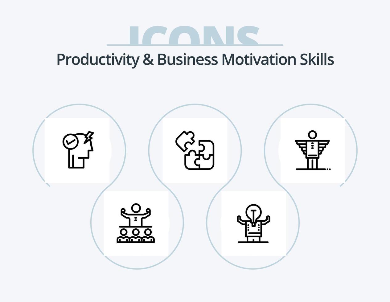 produktivitet och företag motivering Kompetens linje ikon packa 5 ikon design. ledarskap. hand. kraft läge Aktivera. företag. partnerskap vektor