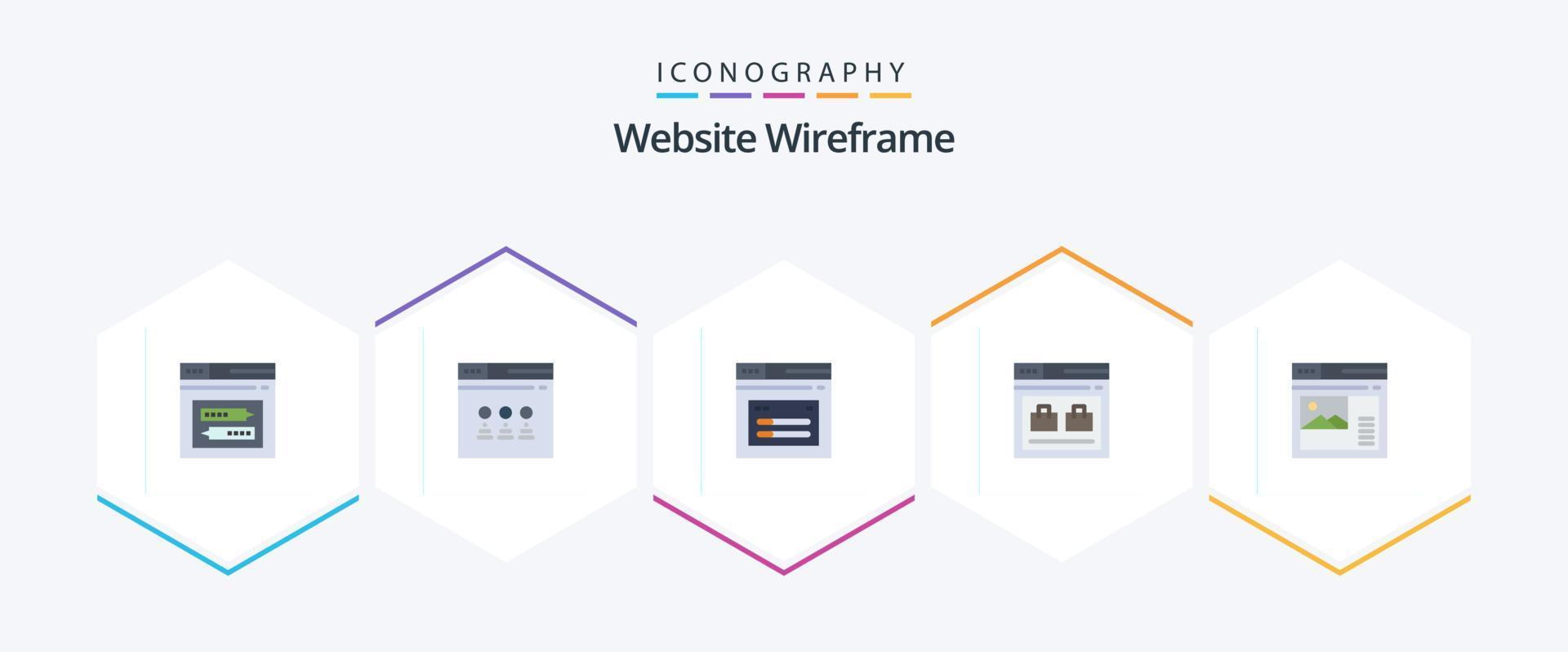 Website Wireframe 25 Flat Icon Pack inklusive Website. Seite. Webseite. Internet. Webseite vektor