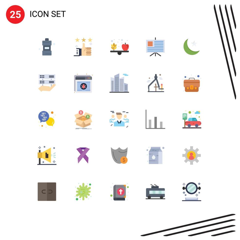 25 användare gränssnitt platt Färg packa av modern tecken och symboler av natt presentation stjärna företag vegetabiliska redigerbar vektor design element