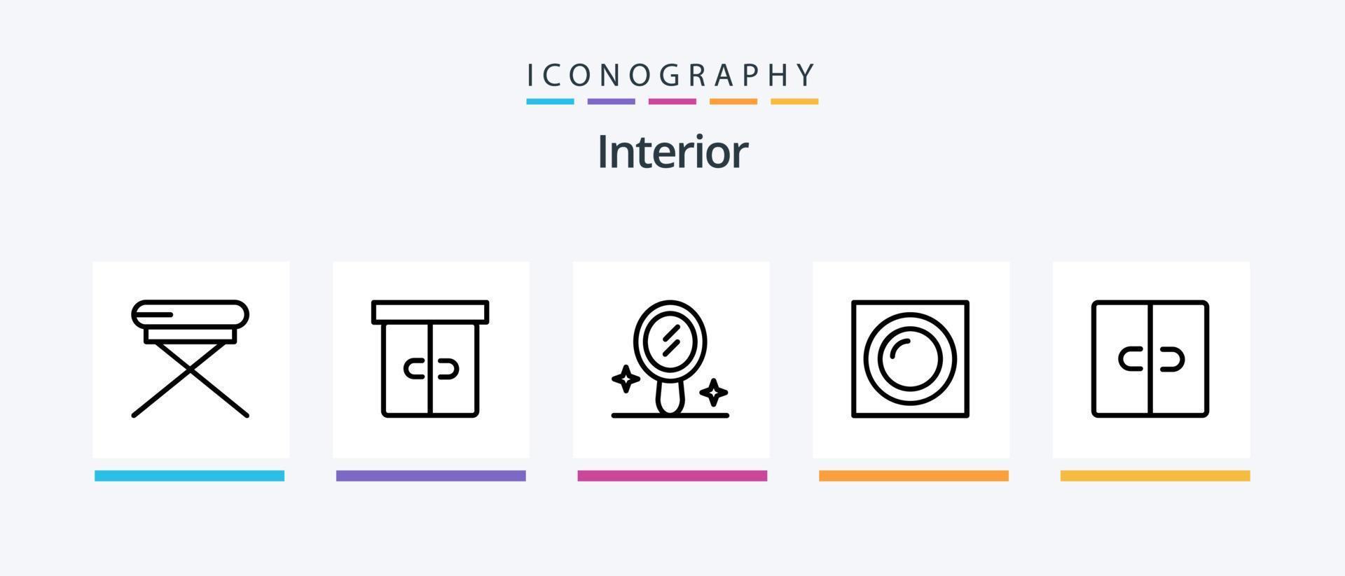 Interior Line 5 Icon Pack inklusive . Möbel. Spiegel. Schublade. Innere. kreatives Symboldesign vektor