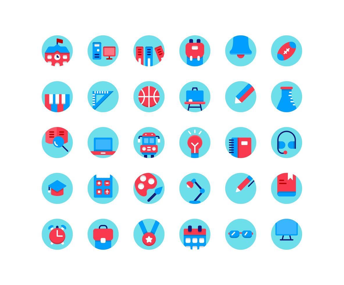 Bildungs-Flat-Icon-Set. Vektor und Illustration.