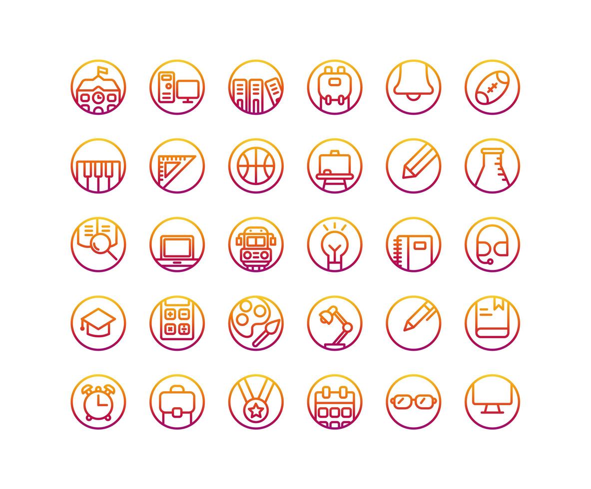 Bildungsgradient Icon Set. Vektor und Illustration.