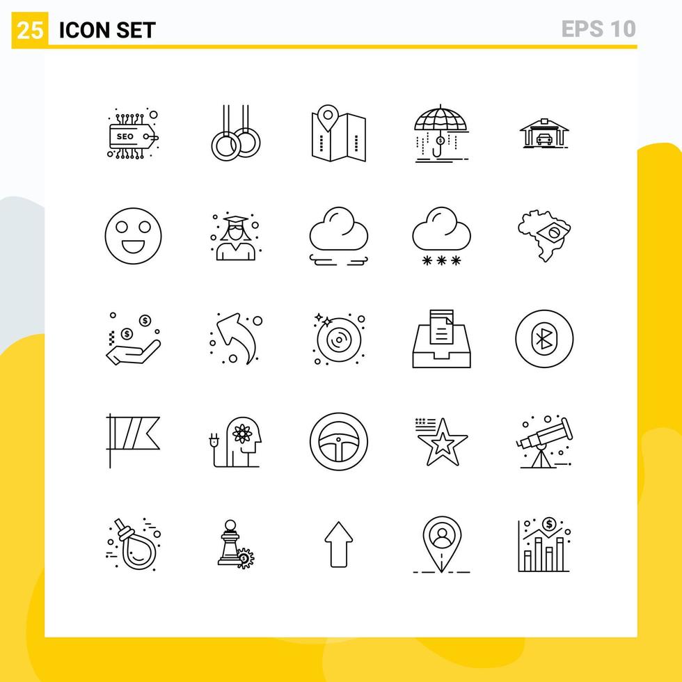 satz von 25 modernen ui-symbolen symbole zeichen für autowerkstatt richtungen schutzversicherung editierbare vektordesignelemente vektor