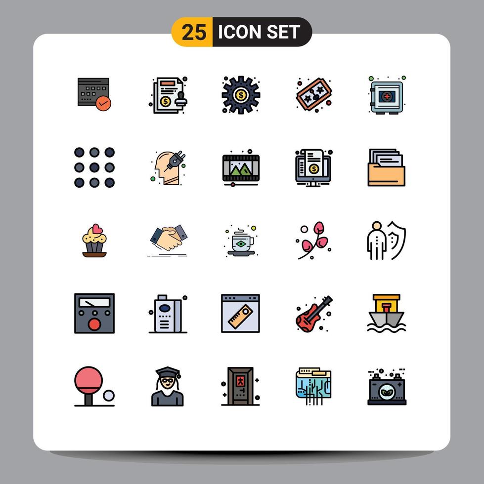 uppsättning av 25 modern ui ikoner symboler tecken för spel arbete kontrakt bearbeta framställning redigerbar vektor design element