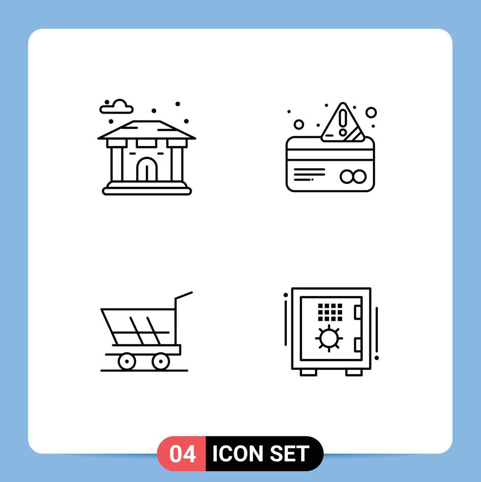 universell ikon symboler grupp av 4 modern fylld linje platt färger av byggnad handla varna betalning Bank redigerbar vektor design element