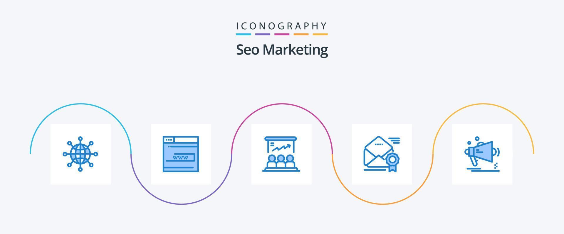 SEO Marketing Blue 5 Icon Pack inklusive Medaille. Email. Webseite. Marketing. Benutzer vektor