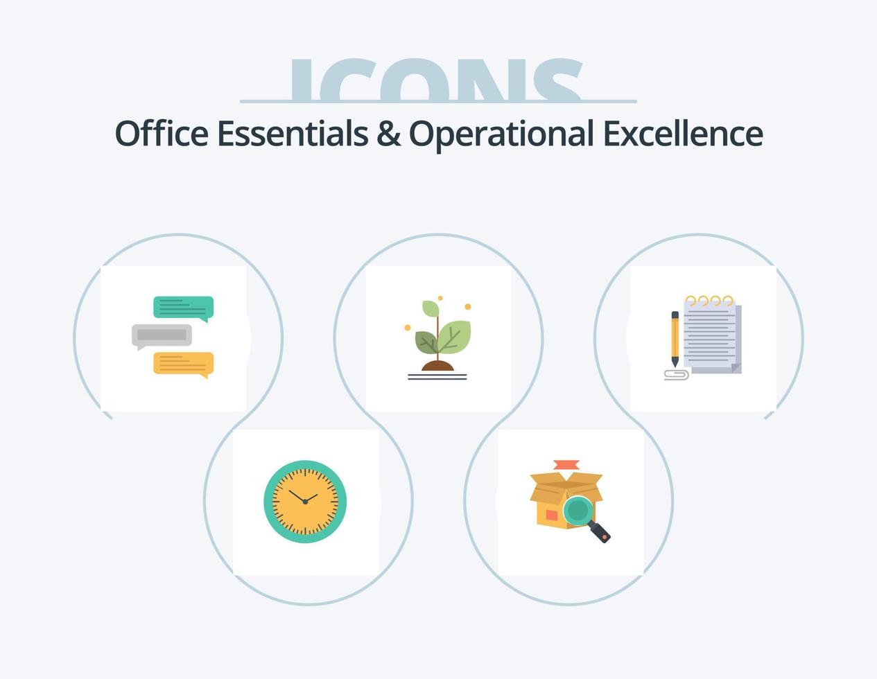 Office-Essentials und Operational Excellence Flat Icon Pack 5 Icon Design. Notizblock. Wachstum. Plaudern. anbauen; wachsen. Gespräche vektor