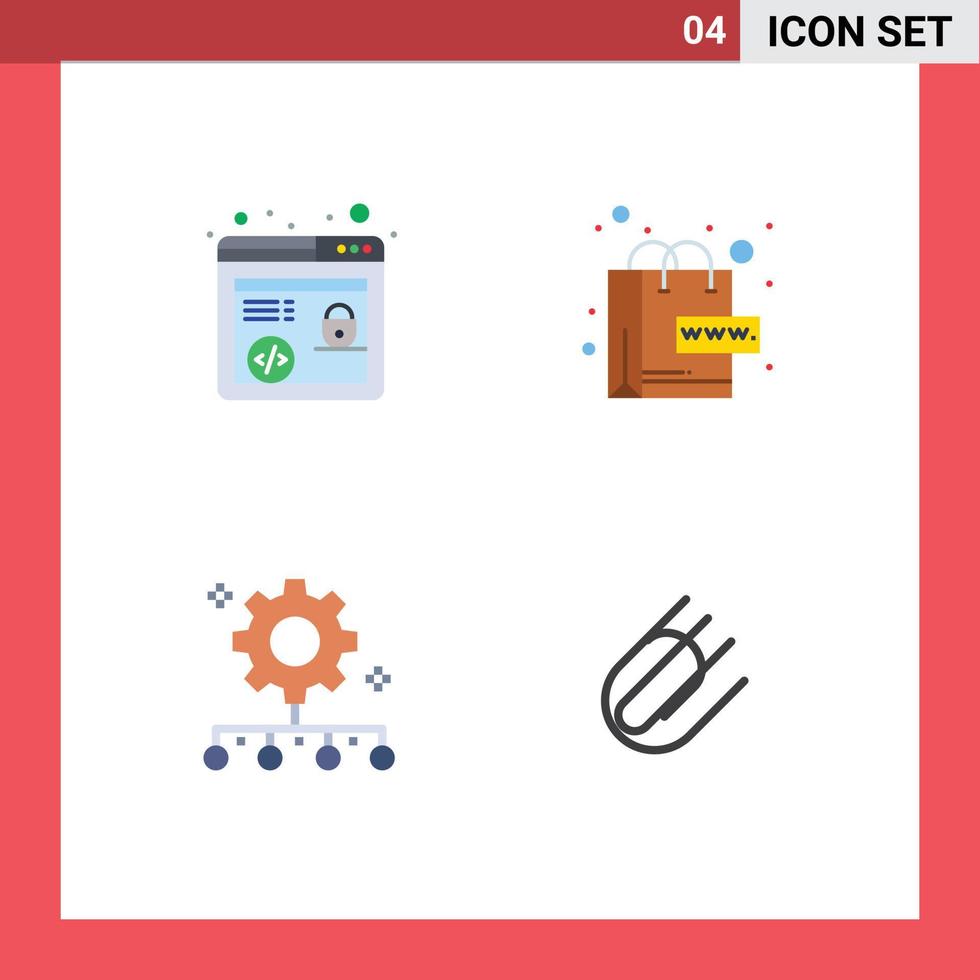 4 flaches Symbolpaket der Benutzeroberfläche mit modernen Zeichen und Symbolen von http-Teamleistung E-Commerce-Weltarbeitsplan editierbare Vektordesign-Elemente vektor