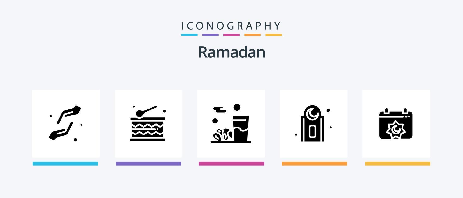 Ramadan Glyphe 5 Icon Pack inklusive Muslim. Fest . karem. Lebensmittel. kreatives Symboldesign vektor