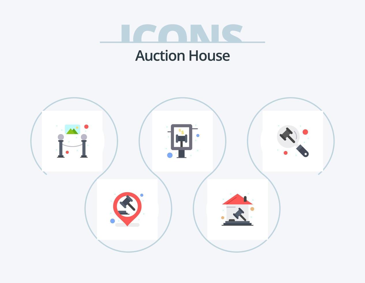 auktion platt ikon packa 5 ikon design. lag. tecken styrelse. verklig egendom. domstol. plats vektor