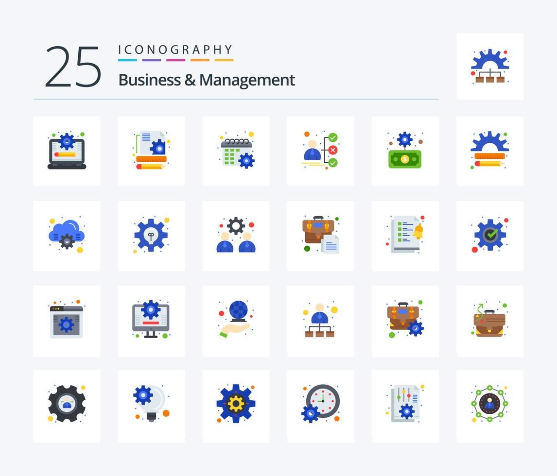 företag och förvaltning 25 platt Färg ikon packa Inklusive finansiera. företag. redskap. kandidat. karriär vektor