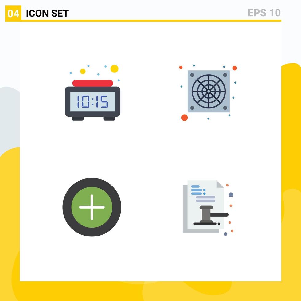 Satz von 4 Vektor-Flachsymbolen im Raster für Alarmzahlungen Zeitfan-Auktionspapier editierbare Vektordesign-Elemente vektor