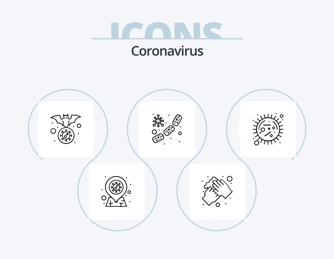 Coronavirus-Linien-Icon-Pack 5-Icon-Design. Lu. HNO-Arzt. Alarm. Nase. Virus vektor