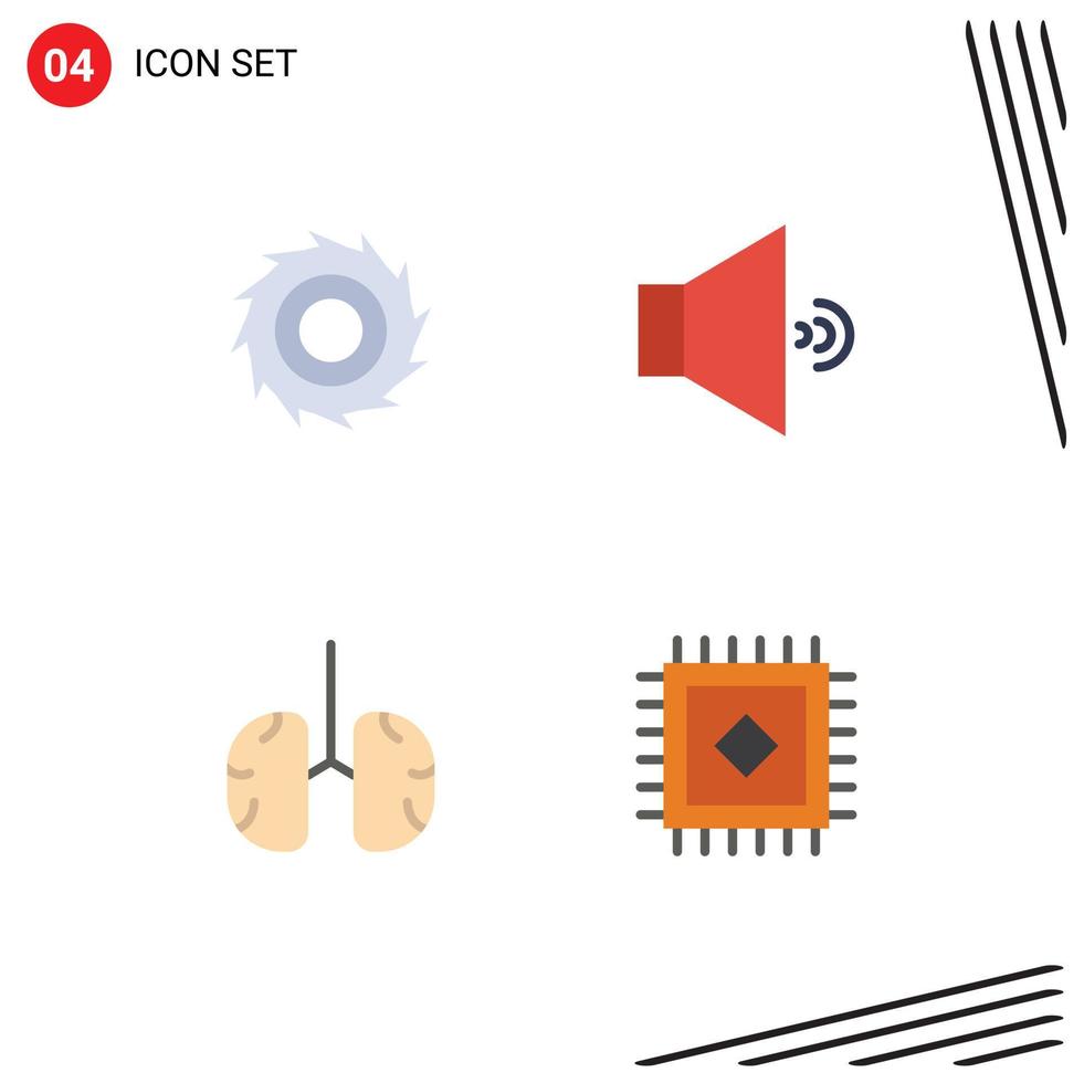 uppsättning av 4 kommersiell platt ikoner packa för fräs hälsa ljud anatomi matta redigerbar vektor design element
