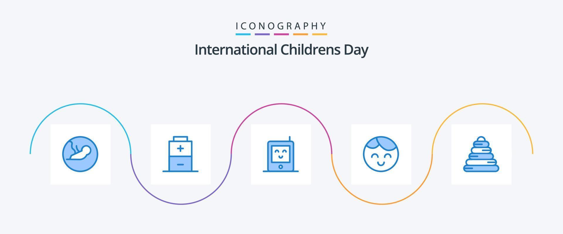 Babyblau 5 Icon Pack inklusive . Spielzeug. Monitor. Pyramide. Kind vektor