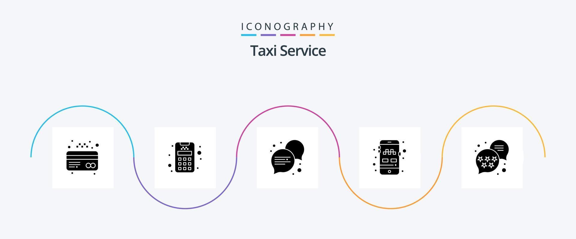 Taxiservice Glyph 5 Icon Pack inklusive . Bewertung. Dialog. Rang. Transport vektor