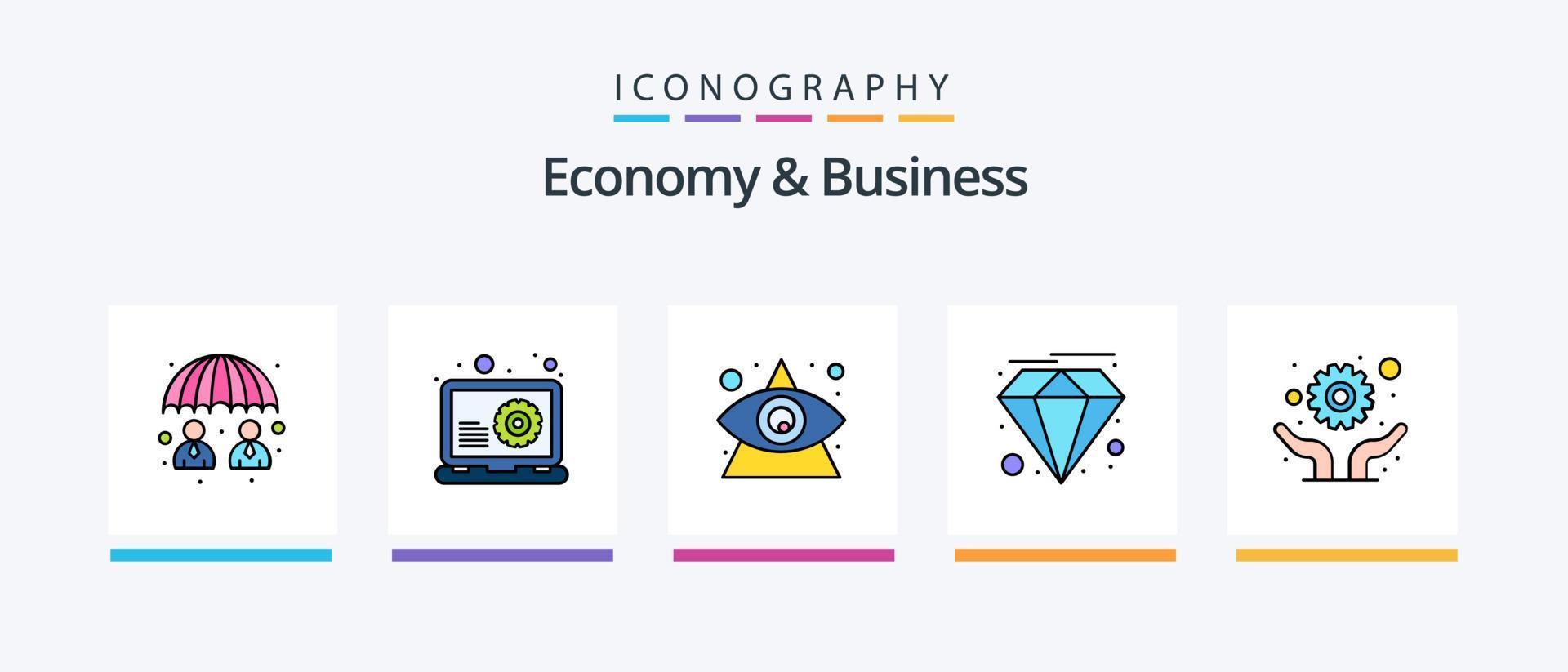 Economy und Business Line gefüllt 5 Icon Pack inklusive Clip. Netzwerk. Geldbörse. Kasse. kreatives Symboldesign vektor