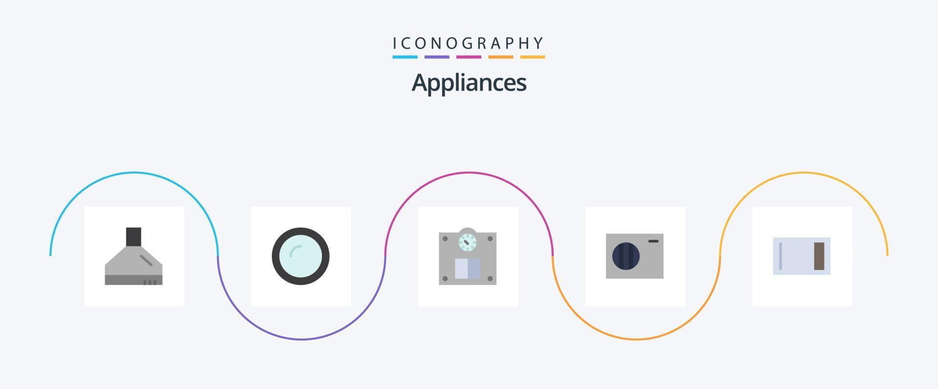 Appliances Flat 5 Icon Pack inklusive Home. Planke. Boden. Haushaltsgeräte. Klimaanlage vektor