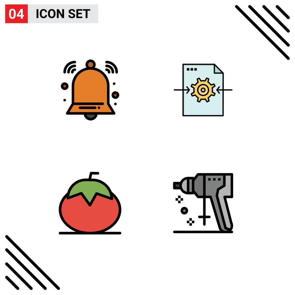 Filledline Flat Color Pack mit 4 universellen Symbolen für wachsame Fruchtsignaleinstellung Tomate editierbare Vektordesign-Elemente vektor