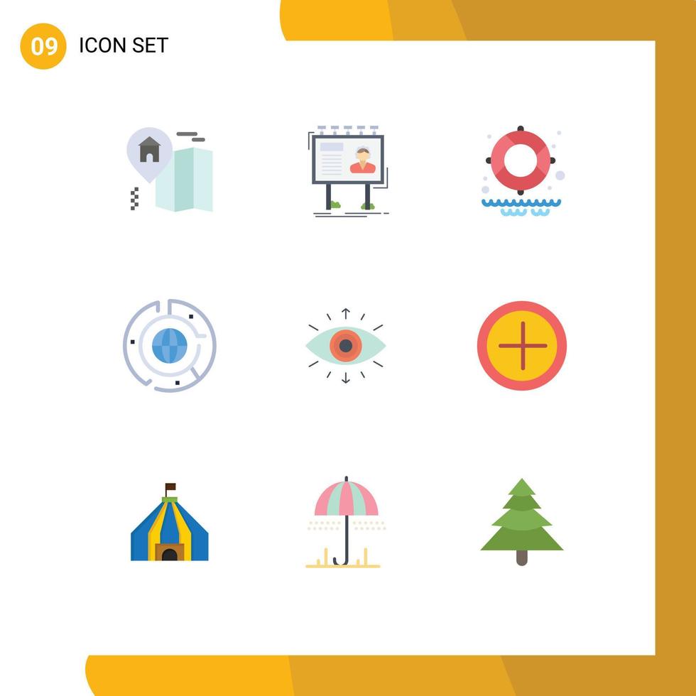 9 universell platt färger uppsättning för webb och mobil tillämpningar symbol Graf livräddare data företag redigerbar vektor design element