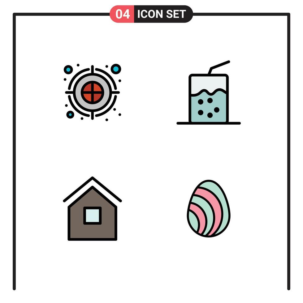 4 kreativ ikoner modern tecken och symboler av bågskytte pil hus dartboard soda hydda redigerbar vektor design element