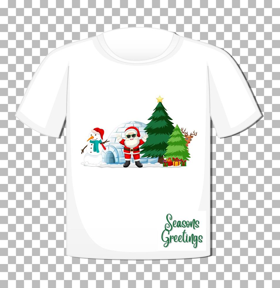 Santa Claus Zeichentrickfigur auf T-Shirt vektor