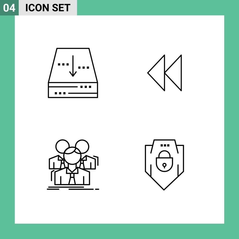 Set mit 4 kommerziellen Filledline-Flachfarbpaketen für Archiv-Teamwork nach unten Revind-Meeting editierbare Vektordesign-Elemente vektor