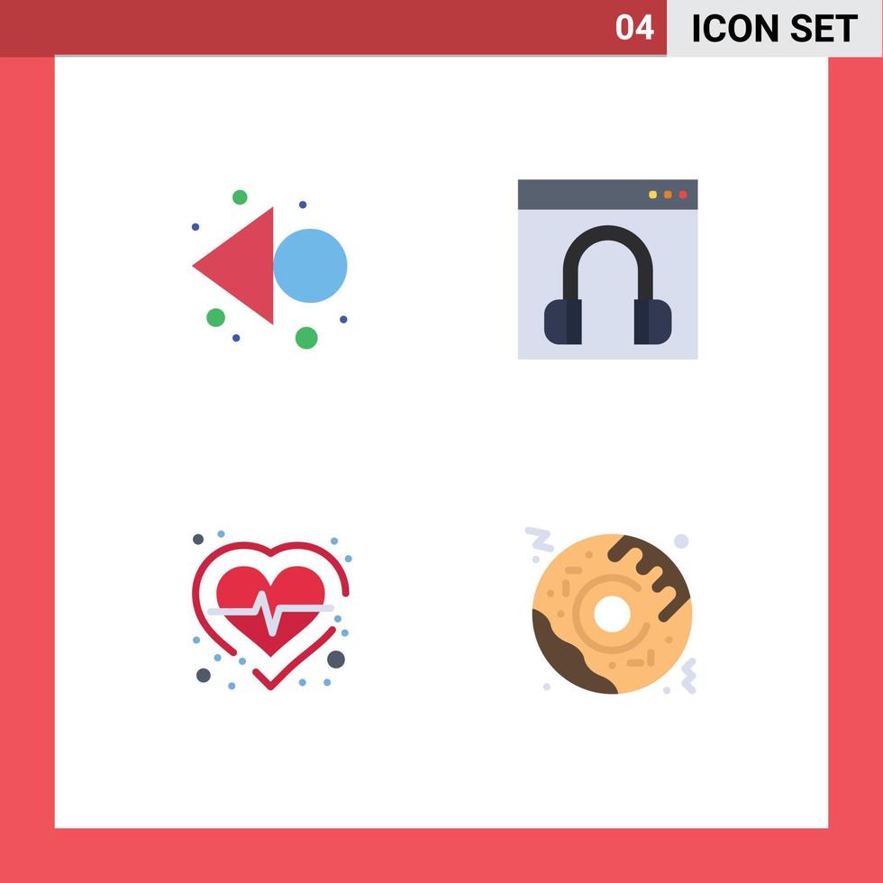 4 flaches Symbolpaket der Benutzeroberfläche mit modernen Zeichen und Symbolen des Pfeil-Herz-Chats helfen, editierbare Vektordesign-Elemente zu überprüfen vektor