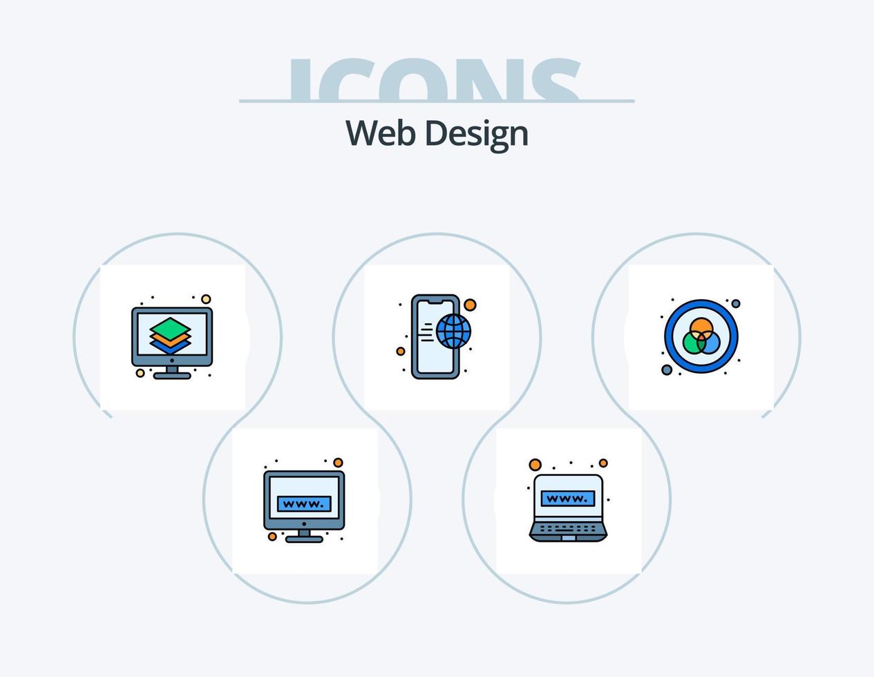 Webdesign-Linie gefüllt Icon Pack 5 Icon Design. . Netz. teuer. Startseite. Netz vektor