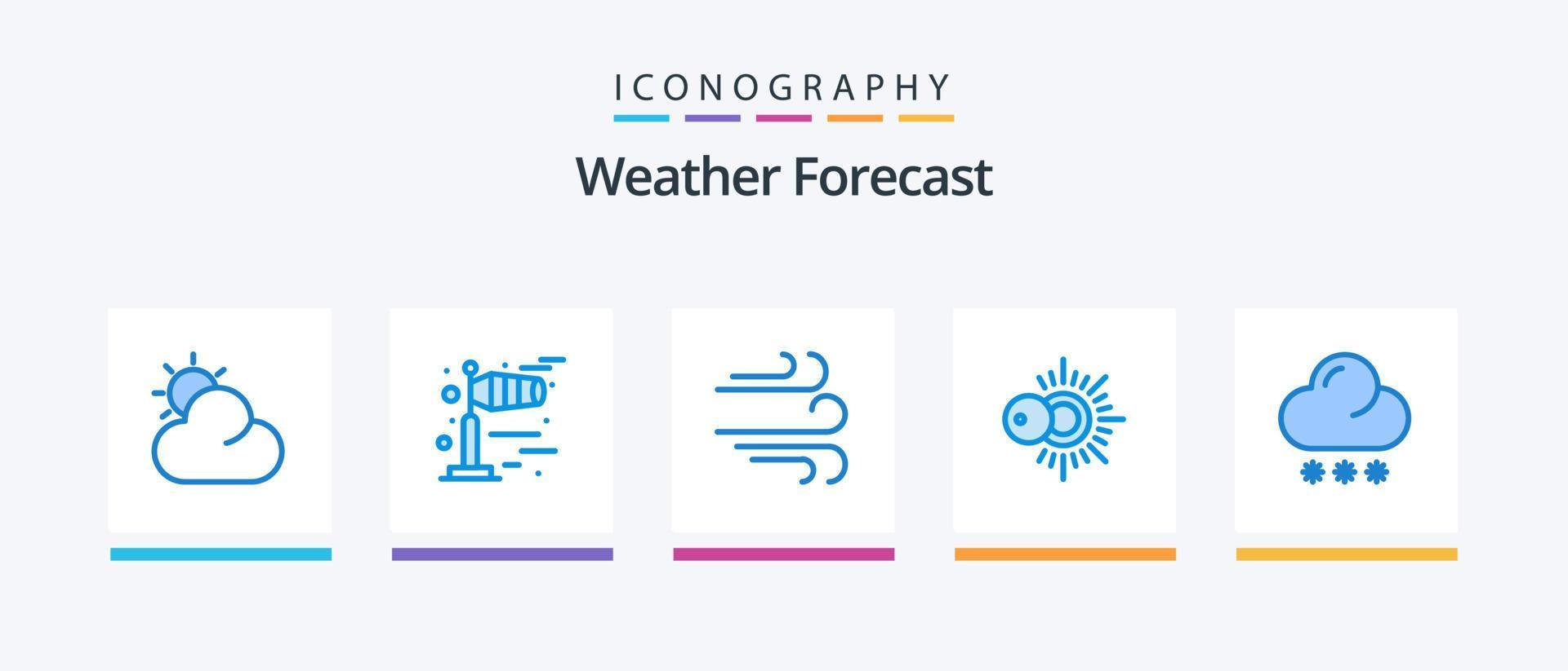 väder blå 5 ikon packa Inklusive . Sol. väder. prognos. kreativ ikoner design vektor