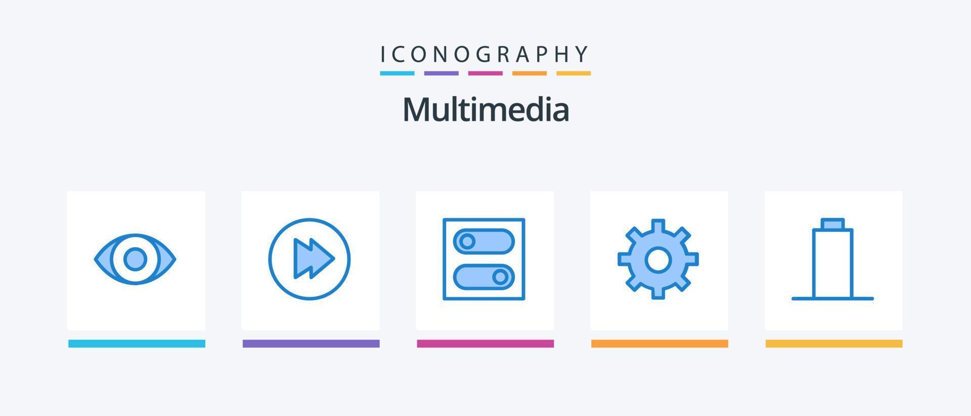 Multimedia Blue 5 Icon Pack inklusive . Ausrüstung. leer. kreatives Symboldesign vektor