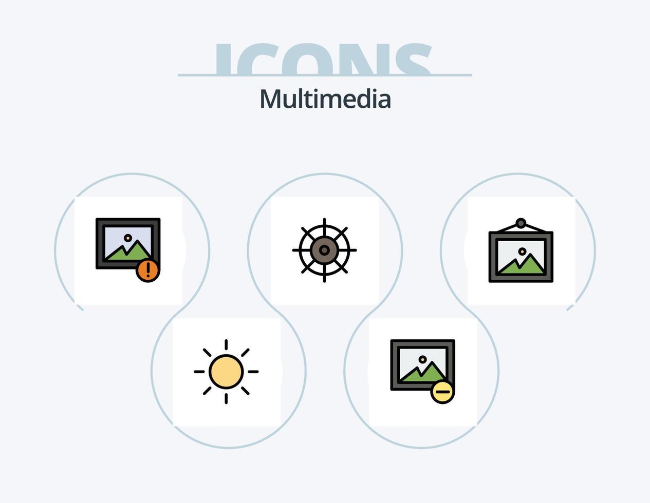Multimedia-Linie gefüllt Icon Pack 5 Icon-Design. . . Foto. Umschalten. hell vektor