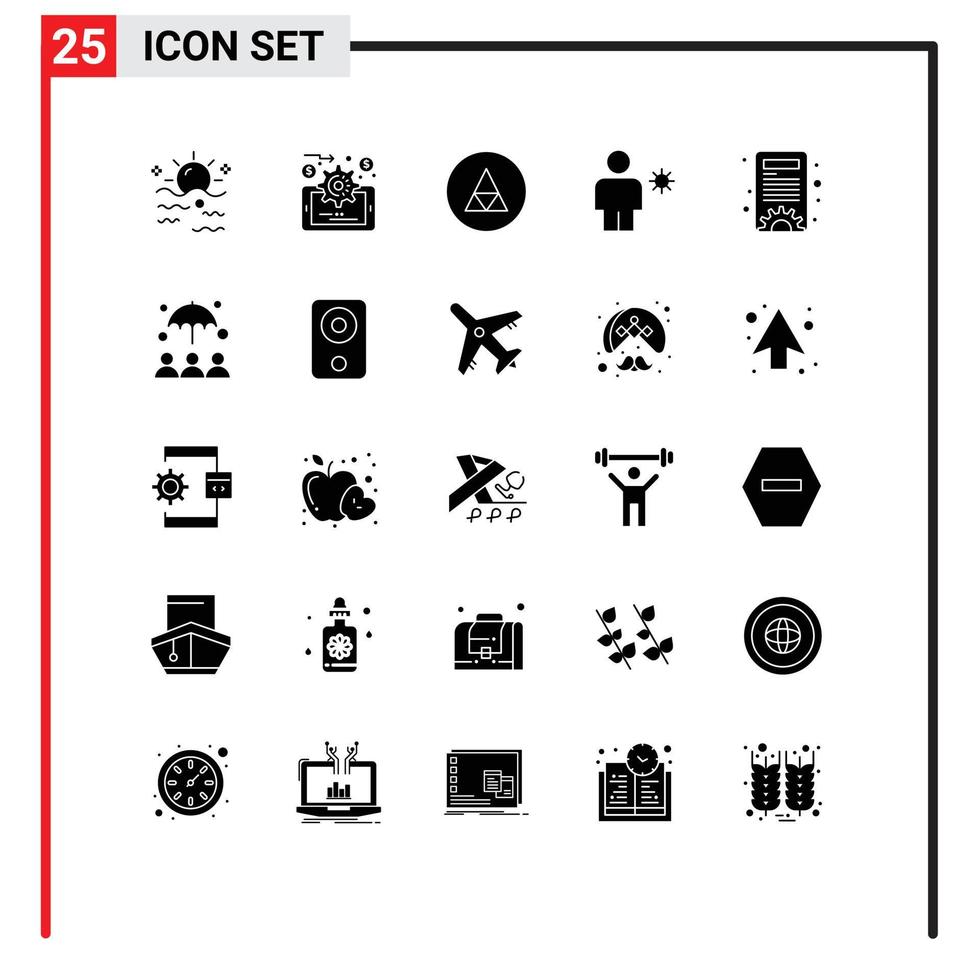 stock vektor ikon packa av 25 linje tecken och symboler för Sol mänsklig magi kropp symboler redigerbar vektor design element