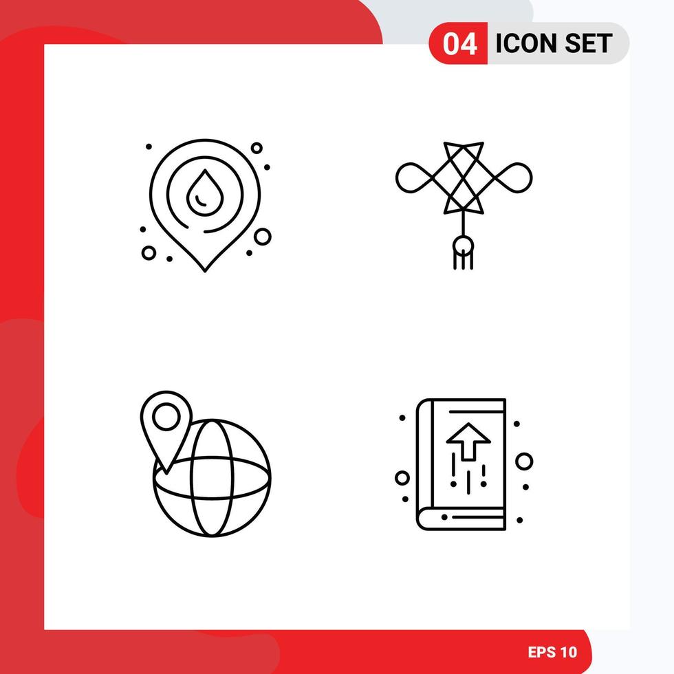 universell ikon symboler grupp av 4 modern fylld linje platt färger av brand resa plats kinesisk dagordning redigerbar vektor design element