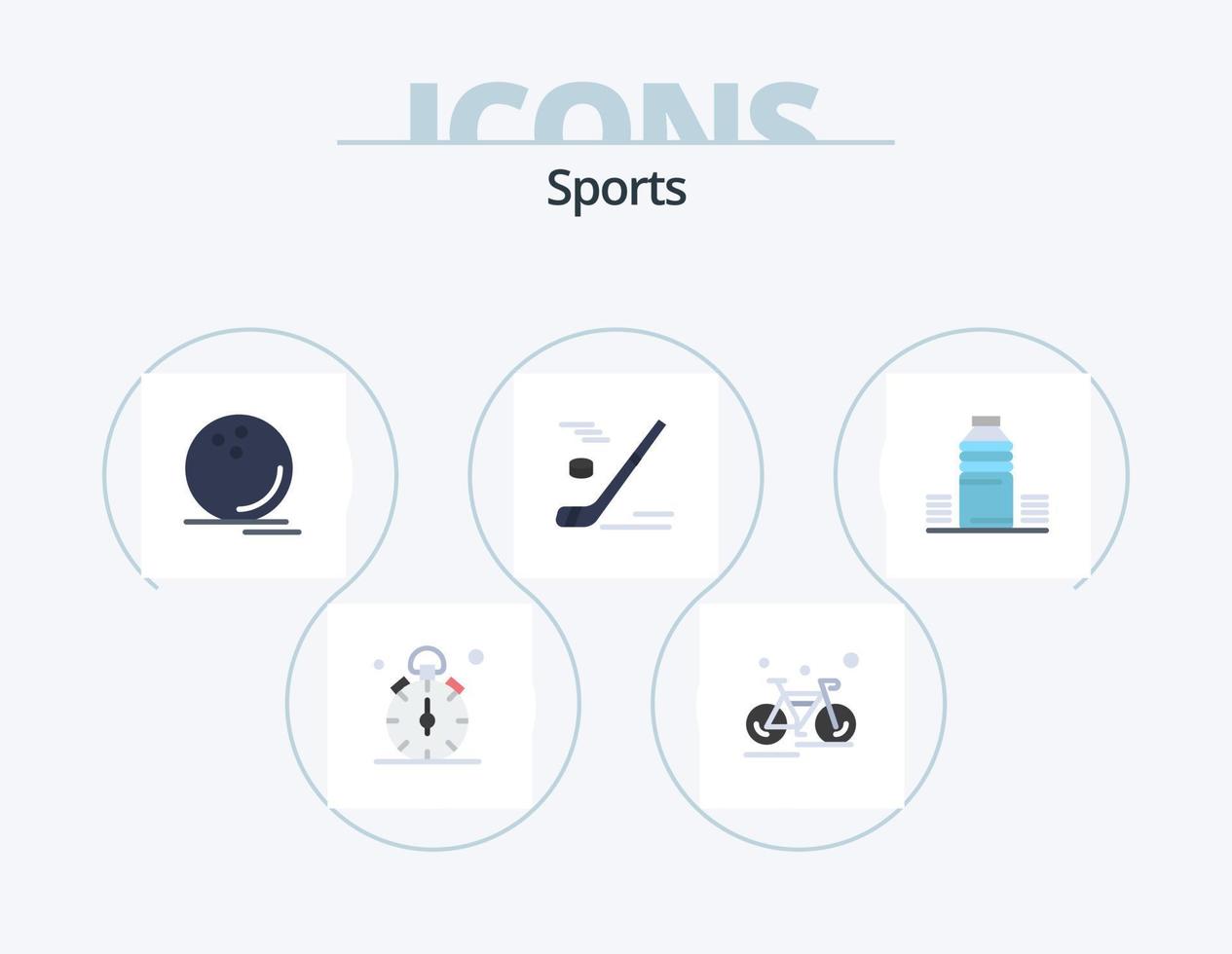 sporter platt ikon packa 5 ikon design. vinter. hockey. sport. klocksats. sport vektor