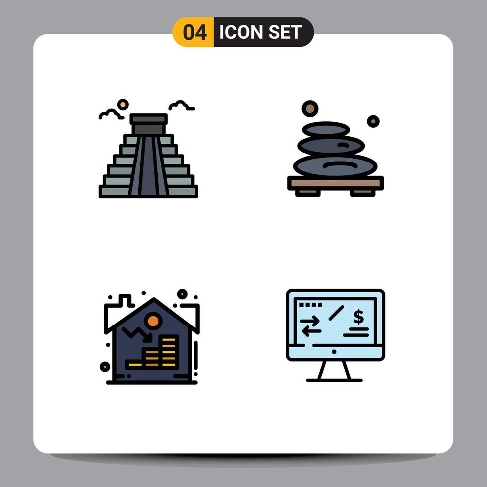 4 kreativ ikoner modern tecken och symboler av byggnad egendom USA koppla av verklig redigerbar vektor design element