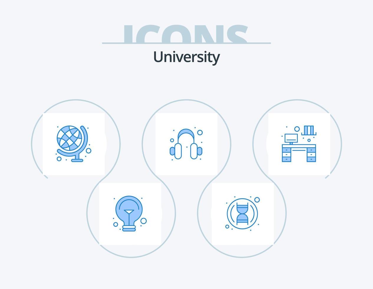 universitet blå ikon packa 5 ikon design. övervaka. utbildning. Stöd. audio vektor