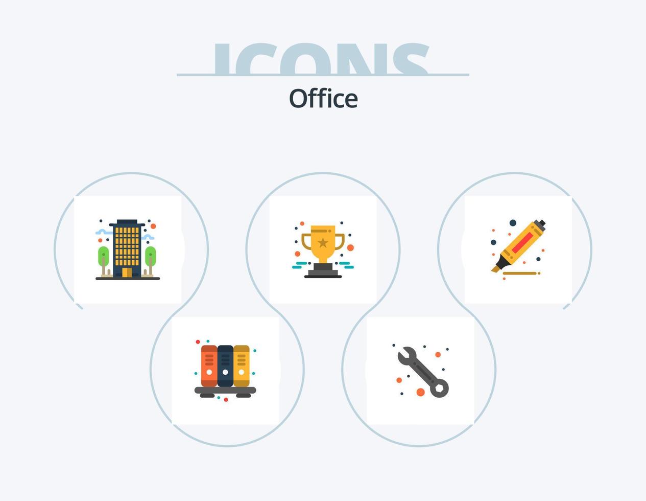 Büro-Flach-Icon-Pack 5-Icon-Design. . Textmarker. Unternehmen. Zeichnung. Preis- vektor