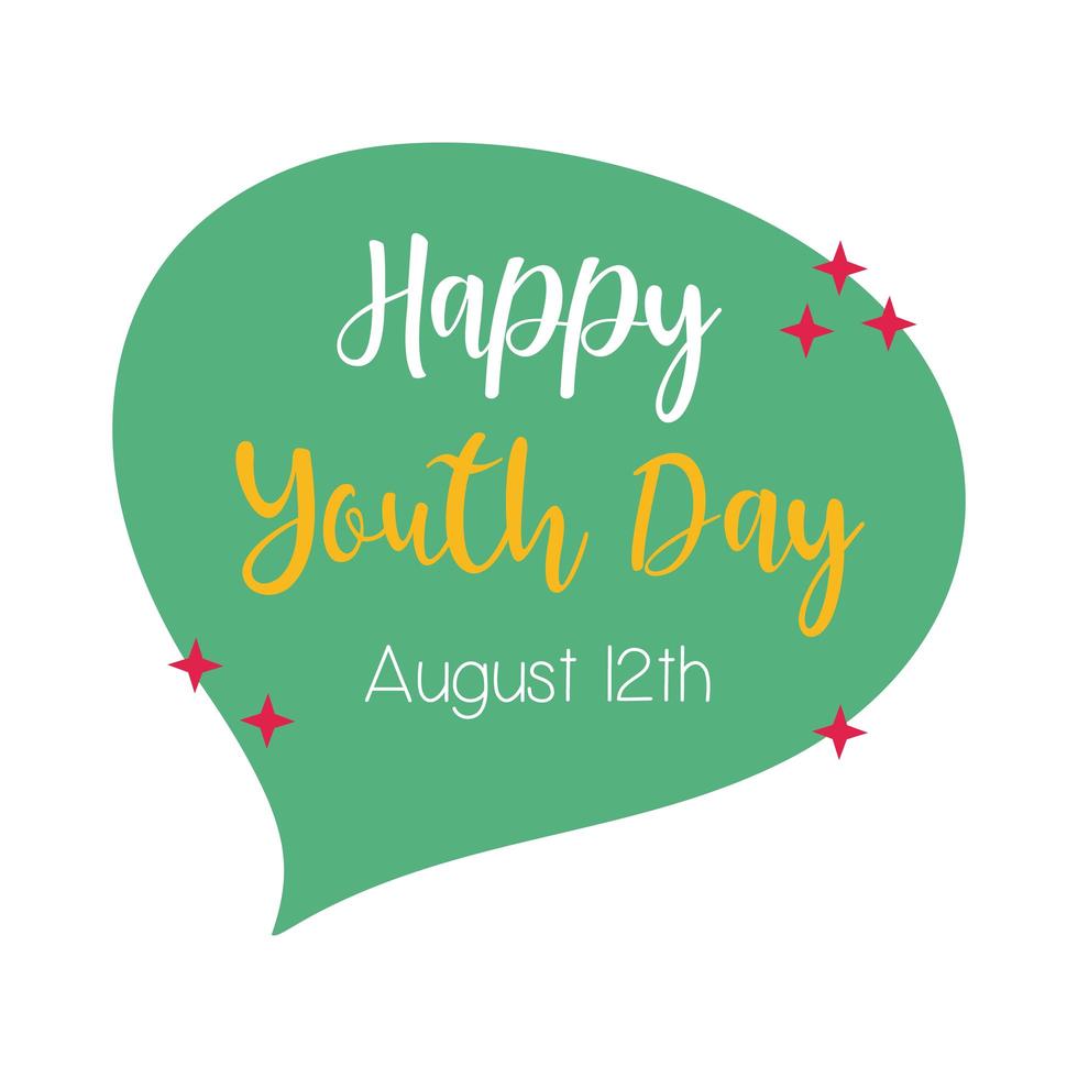 Happy Youth Day Schriftzug im flachen Stil der Sprechblase vektor