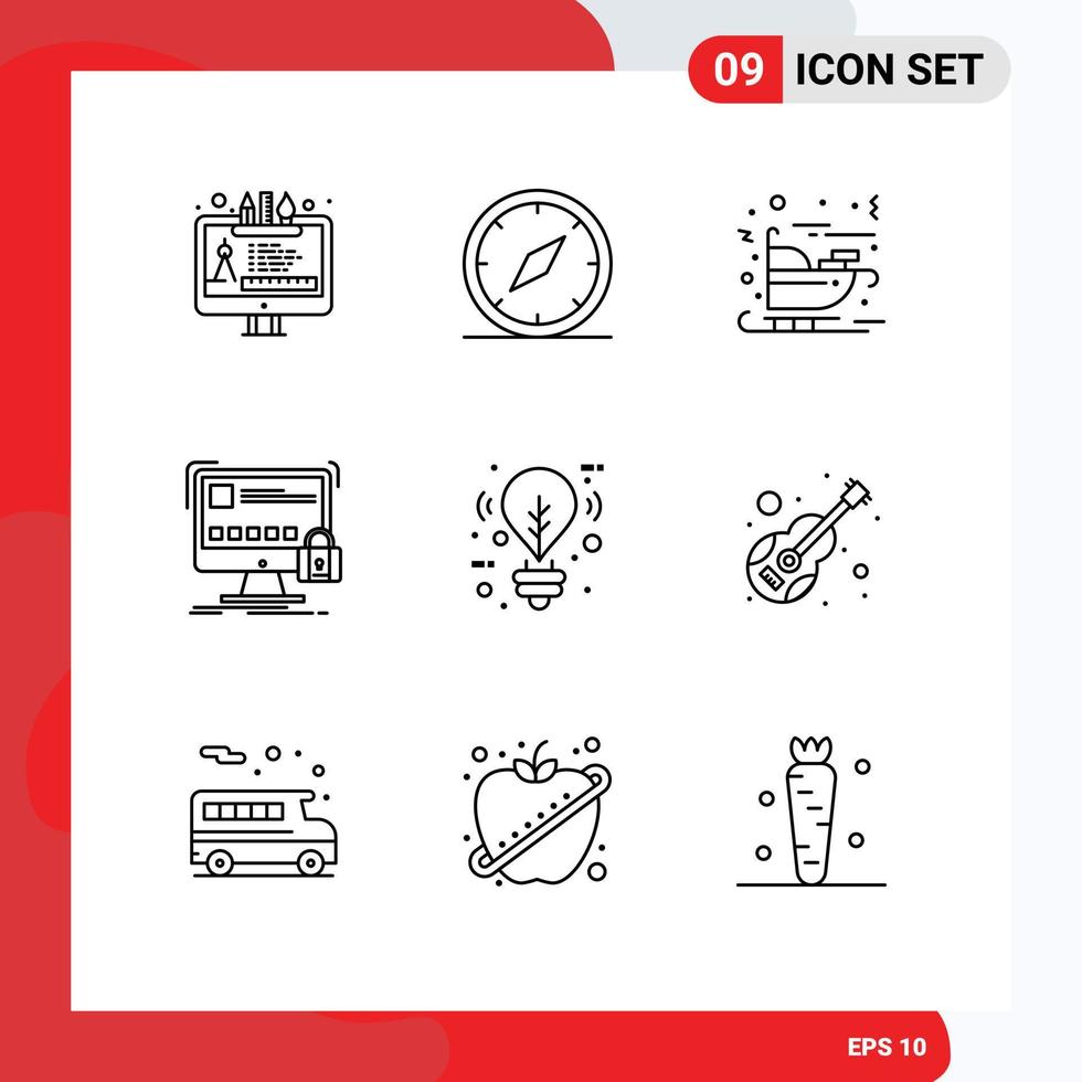 uppsättning av 9 modern ui ikoner symboler tecken för säkra låsa navigering skydd santa redigerbar vektor design element