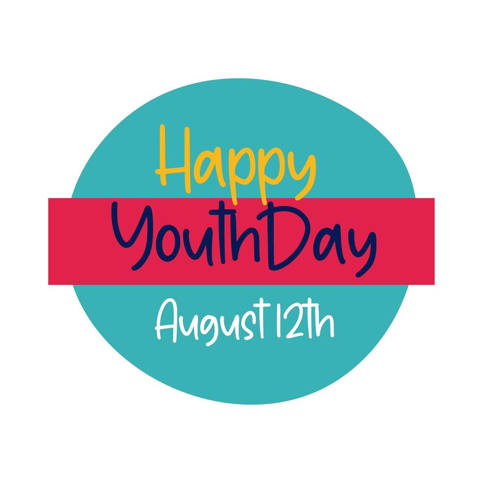 Happy Youth Day Schriftzug im runden Rahmen flachen Stil vektor