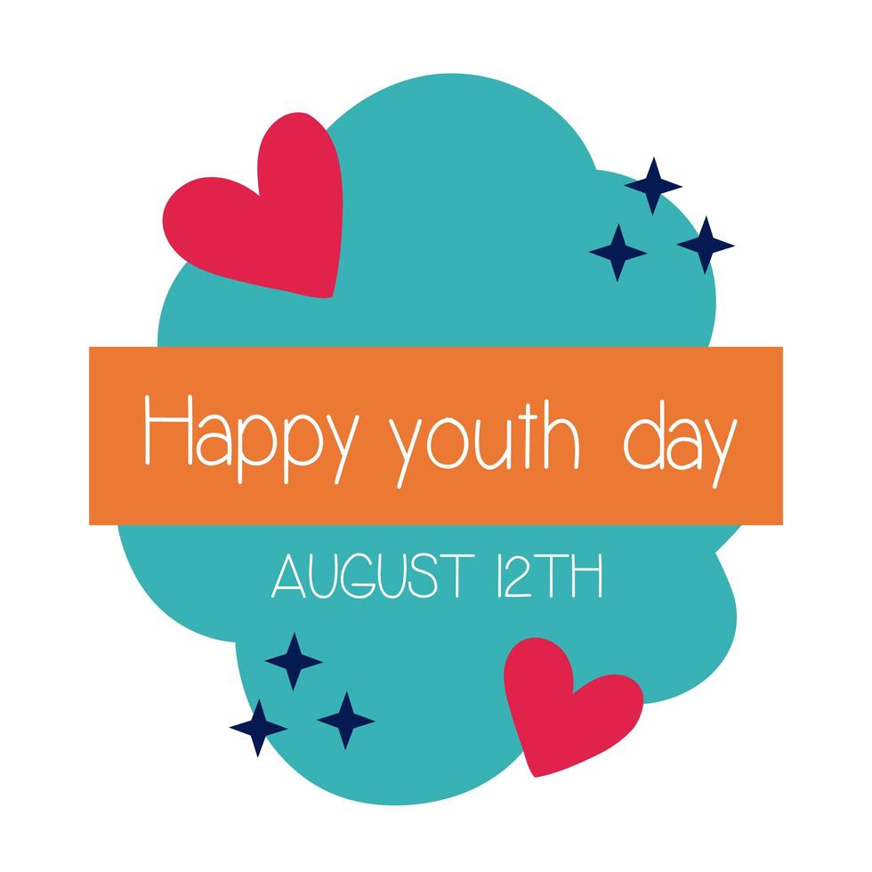 Happy Youth Day Schriftzug mit Herzen flachen Stil vektor