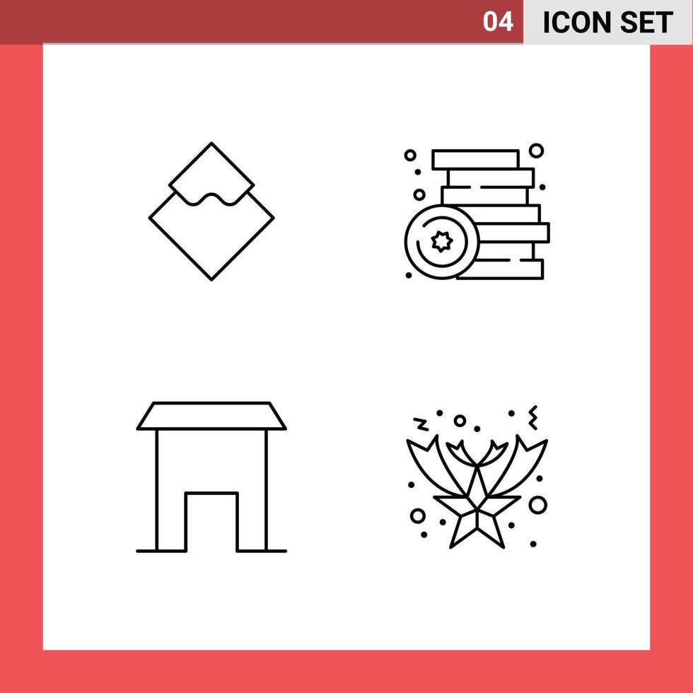 uppsättning av 4 modern ui ikoner symboler tecken för vågor leksaker kryptovaluta spel inleda byggnad redigerbar vektor design element