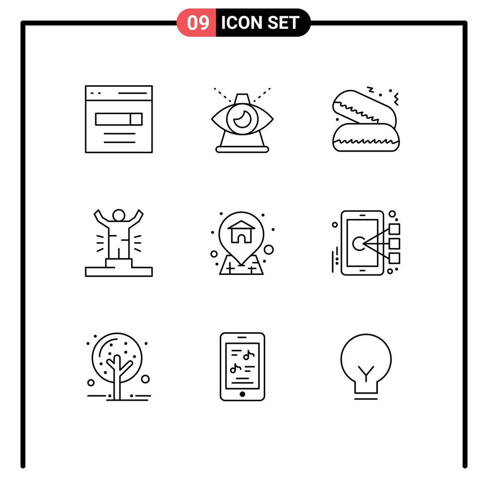 9 kreativ ikoner modern tecken och symboler av Framgång mänsklig av konkurrens paj redigerbar vektor design element