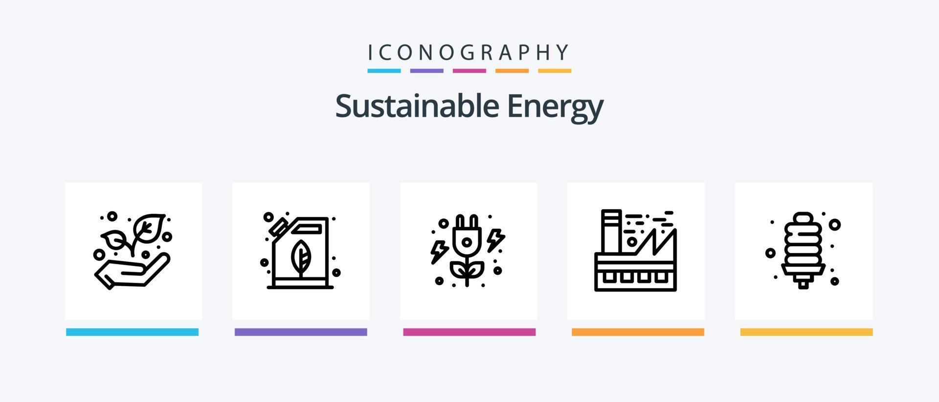 nachhaltige Energielinie 5 Icon Pack inklusive Wasser. sinken. kann. Energie. Elektrizität. kreatives Symboldesign vektor