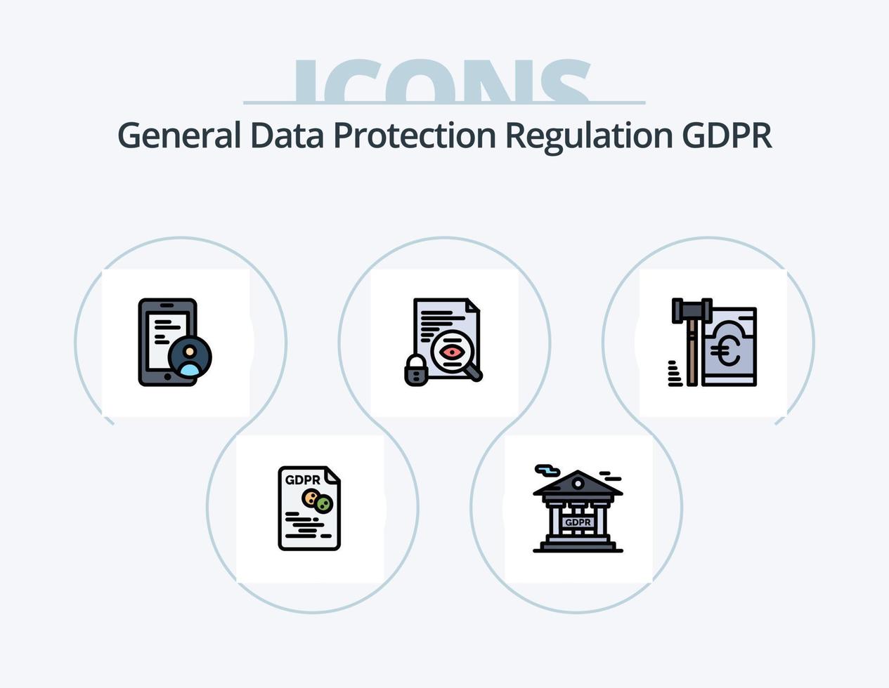 gdpr-Linie gefüllt Icon Pack 5 Icon Design. Mappe . Privatsphäre . sicher. gdpr vektor